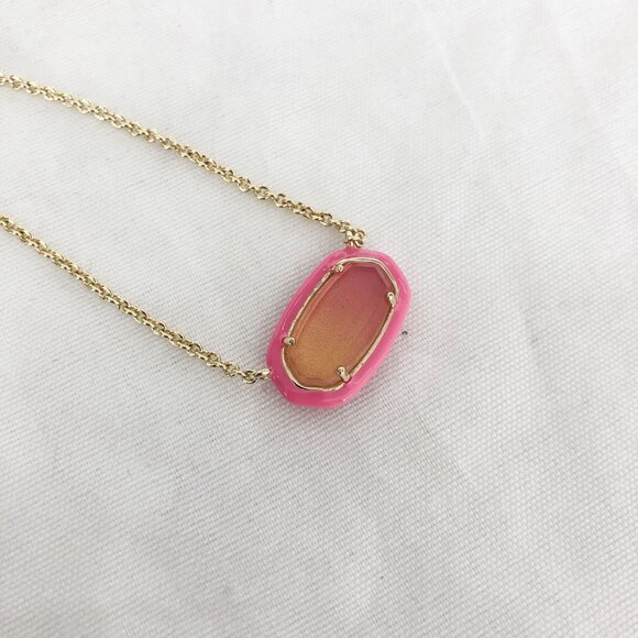 Kendra Scott Elisa Enamel Framed Sunset Gold Necklace - Picture 3 of 4